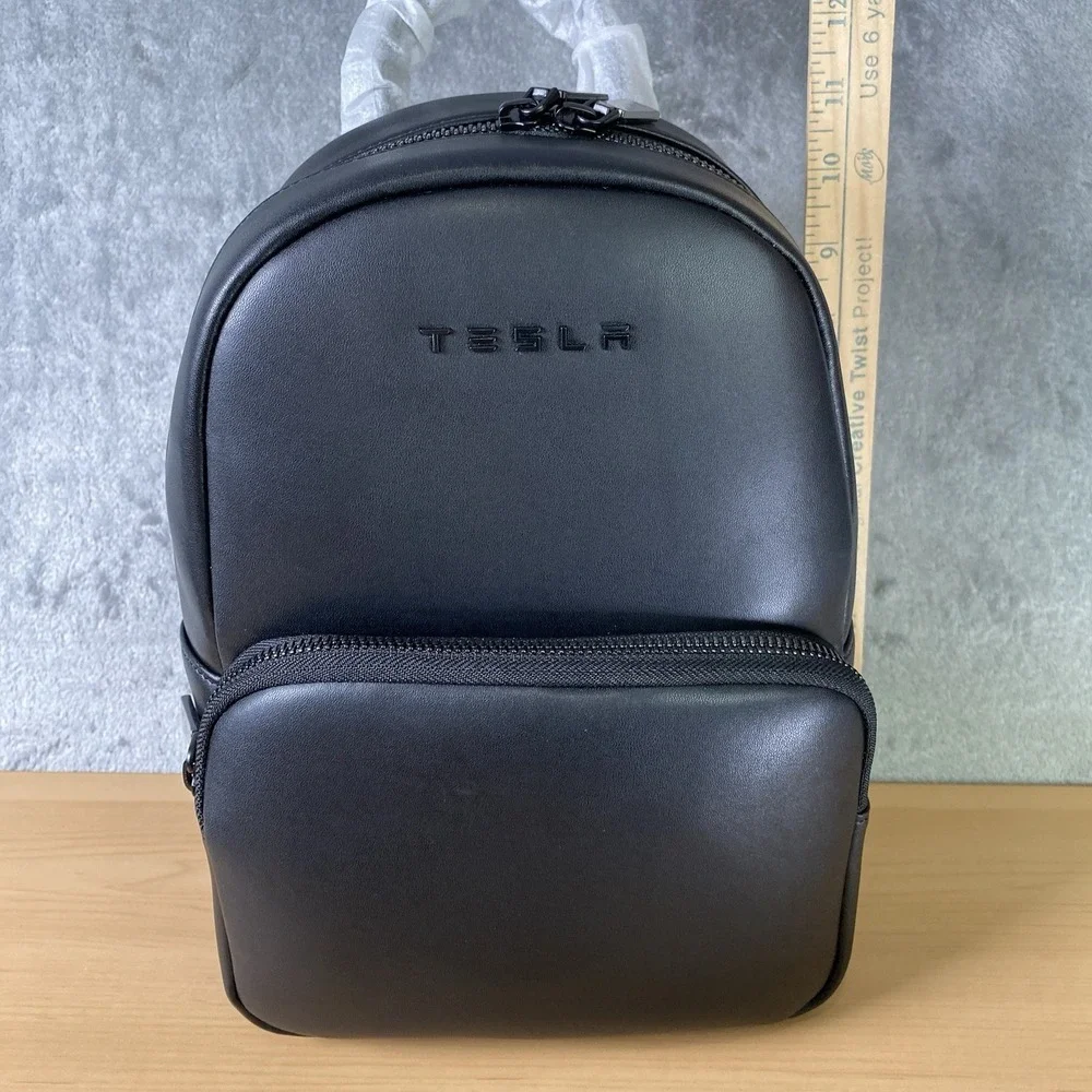 Tesla Mega Mini Pack Backpack Black Vegan Leather Official Tesla Store w/ Cover